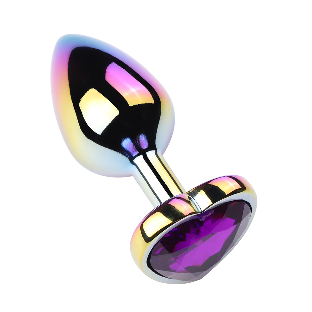 Plug Anal Colorido "M" com Detalhe de Pedra Brilhante no Formato de Coração na Base - Vip Mix | 6,4 x 3,4 cm | Disponível em 5 Cores - 11
