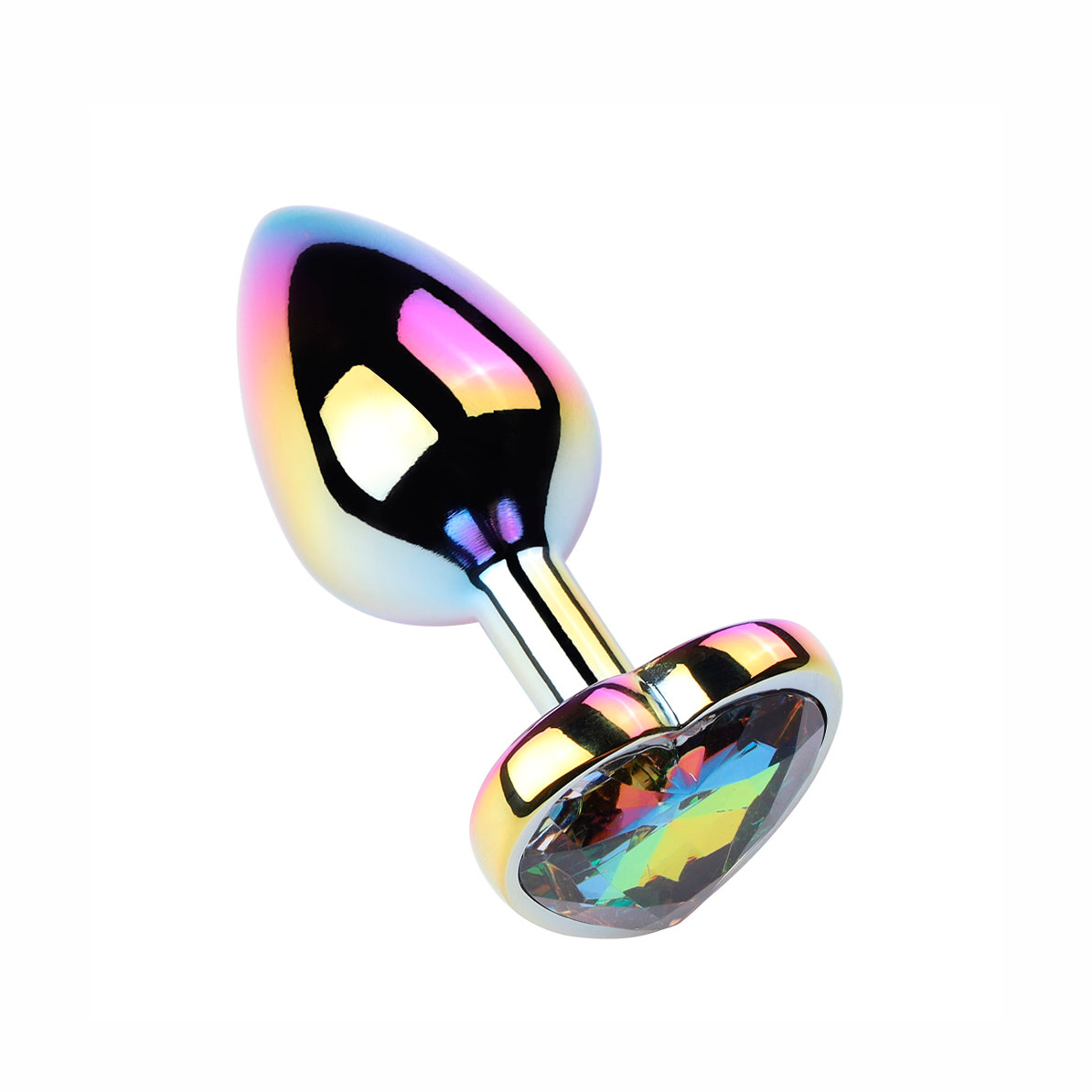 Plug Anal Colorido "M" com Detalhe de Pedra Brilhante no Formato de Coração na Base - Vip Mix | 6,4 x 3,4 cm | Disponível em 5 Cores - 5