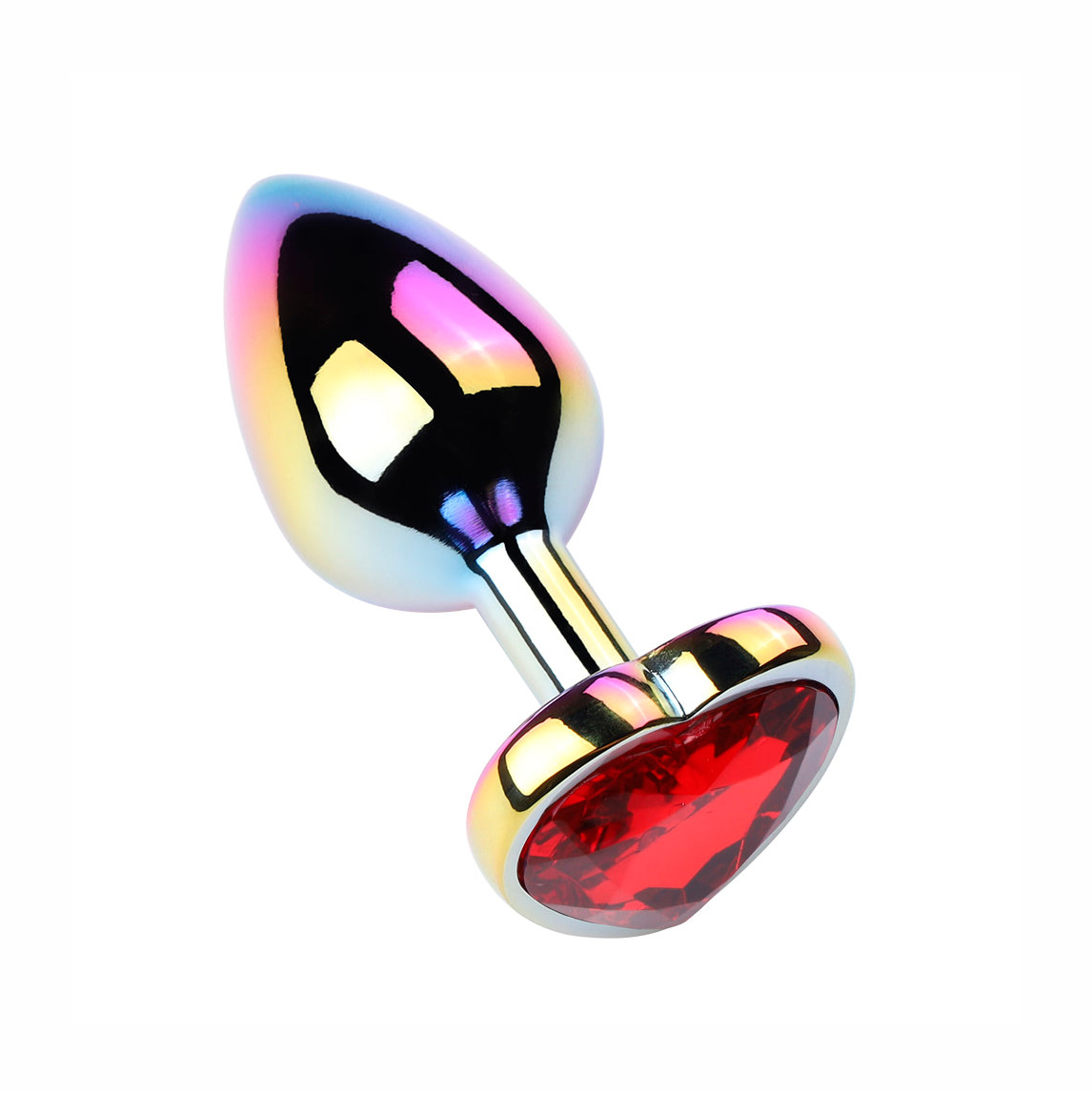 Plug Anal Colorido "M" com Detalhe de Pedra Brilhante no Formato de Coração na Base - Vip Mix | 6,4 x 3,4 cm | Disponível em 5 Cores - 9