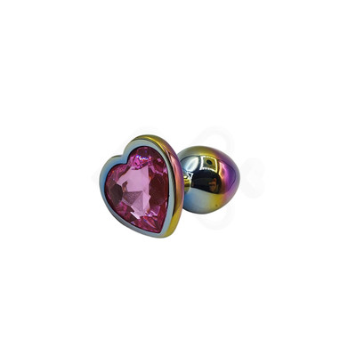 Foto 3 do produto Plug Anal Colorido "P" com Detalhe de Pedra Brilhante no Formato de Coração na Base - Vip Mix | 5,4 x 2,7 cm | Disponível em 6 Cores