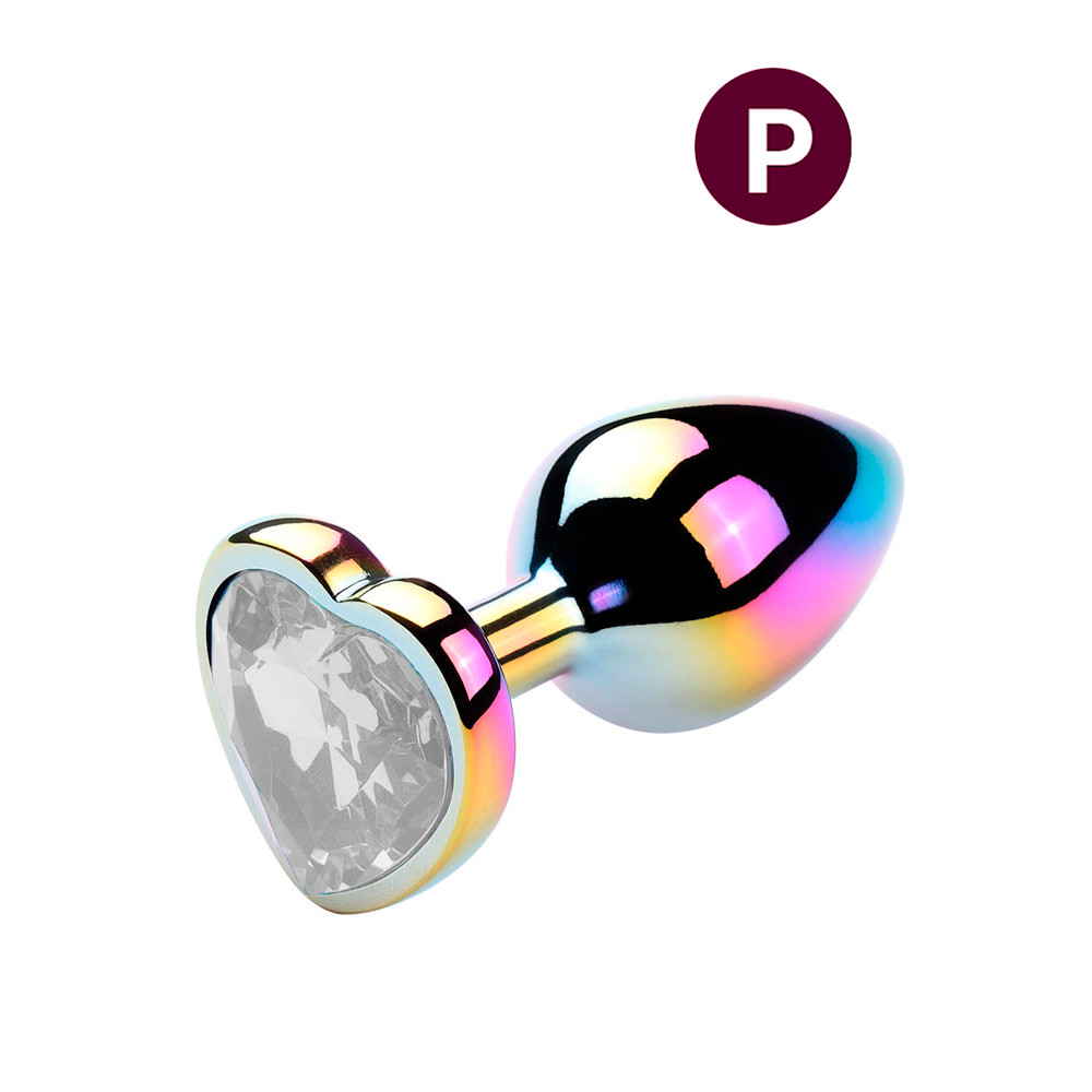 Plug Anal Colorido "P" com Detalhe de Pedra Brilhante no Formato de Coração na Base - Vip Mix | 5,4 x 2,7 cm | Disponível em 6 Cores - 1