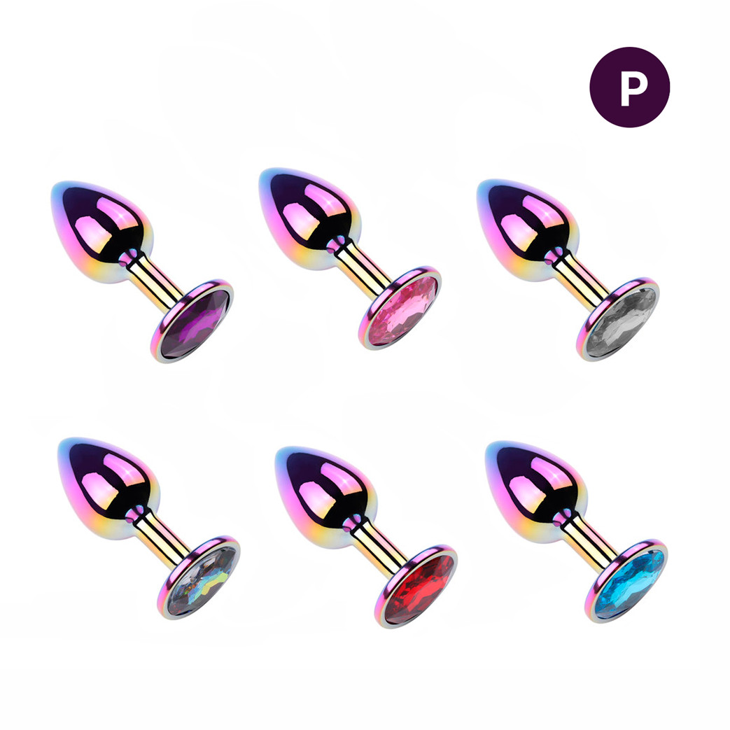 Plug Anal Colorido "P" no Formato Cônico com Detalhe de Pedra Brilhante na Base - Vip Mix | 5,6 x 2,6 cm | Disponível em 6 Cores - 1