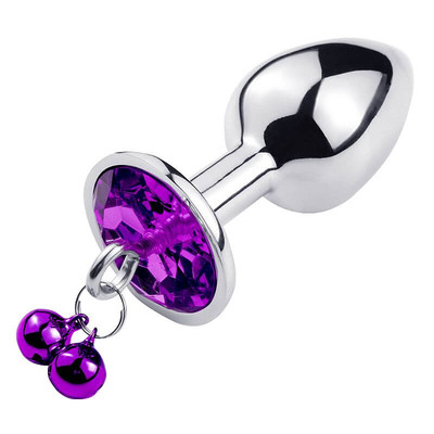 Foto 4 do produto Plug Anal ''G'' com Formato Cônico em Aço e Joia na Base com Sino - Anal Plug Stainless | 8 x 4 cm | Disponível em 3 Cores