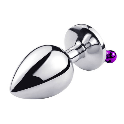 Foto 5 do produto Plug Anal ''G'' com Formato Cônico em Aço e Joia na Base com Sino - Anal Plug Stainless | 8 x 4 cm | Disponível em 3 Cores
