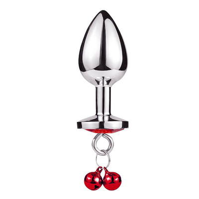 Foto 3 do produto Plug Anal ''G'' com Formato Cônico em Aço e Joia na Base com Sino - Anal Plug Stainless | 8 x 4 cm | Disponível em 3 Cores