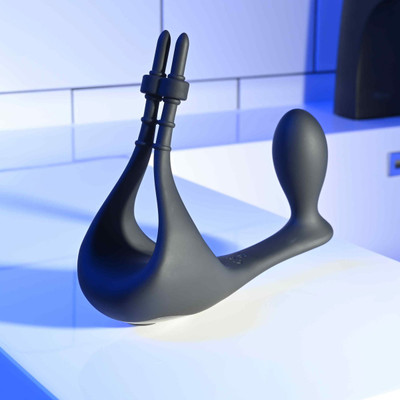 Foto 4 do produto Plug Anal Cônico e Anel Vibratório em Silicone com 10 Modos de Vibrações, Controle Remoto e Recarregável - Gender X Back It Up