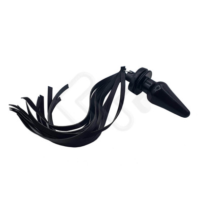 Foto 2 do produto Plug Anal Cônico com Chicote de 12 Tiras em Couro Ecológico - InNamorata Love Items | 9,5 x 4 cm