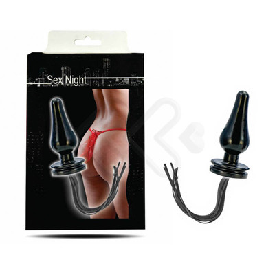Plug Anal Cônico com Chicote de 12 Tiras em Couro Ecológico - InNamorata Love Items | 9,5 x 4 cm