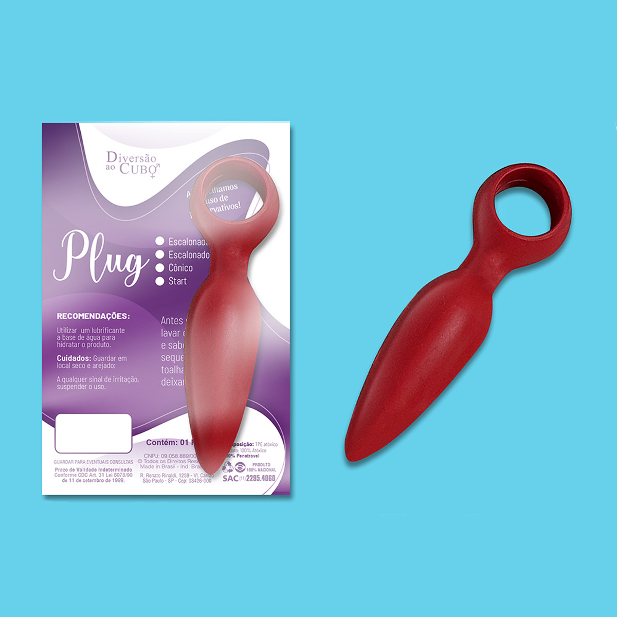 Plug Anal Cônico - Diversão ao Cubo | 11 x 2,4 cm | Disponível em 4 Cores - 5