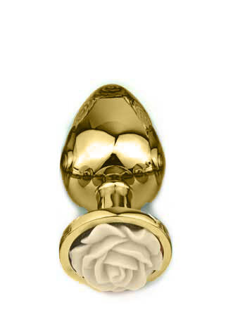 Plug Anal Cônico Dourado com Enfeite de Flor - Tamanho G | Disponível em 3 Cores - 3