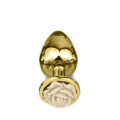 Foto 3 do produto Plug Anal Cônico Dourado com Enfeite de Flor - Tamanho G | Disponível em 3 Cores