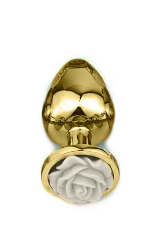 Plug Anal Cônico Dourado com Enfeite de Flor - Tamanho P | Disponível em 4 Cores - 4