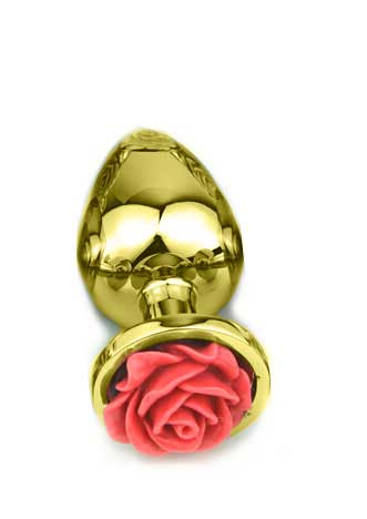 Plug Anal Cônico Dourado com Enfeite de Flor - Tamanho P | Disponível em 4 Cores - 3