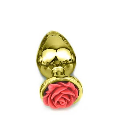 Foto 3 do produto Plug Anal Cônico Dourado com Enfeite de Flor - Tamanho P | Disponível em 4 Cores