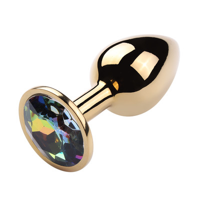 Foto 11 do produto Plug Anal Cônico Dourado "G" com Detalhe de Pedra Brilhante na Base - 8,2 x 3,9 cm | Disponível em 10 Cores