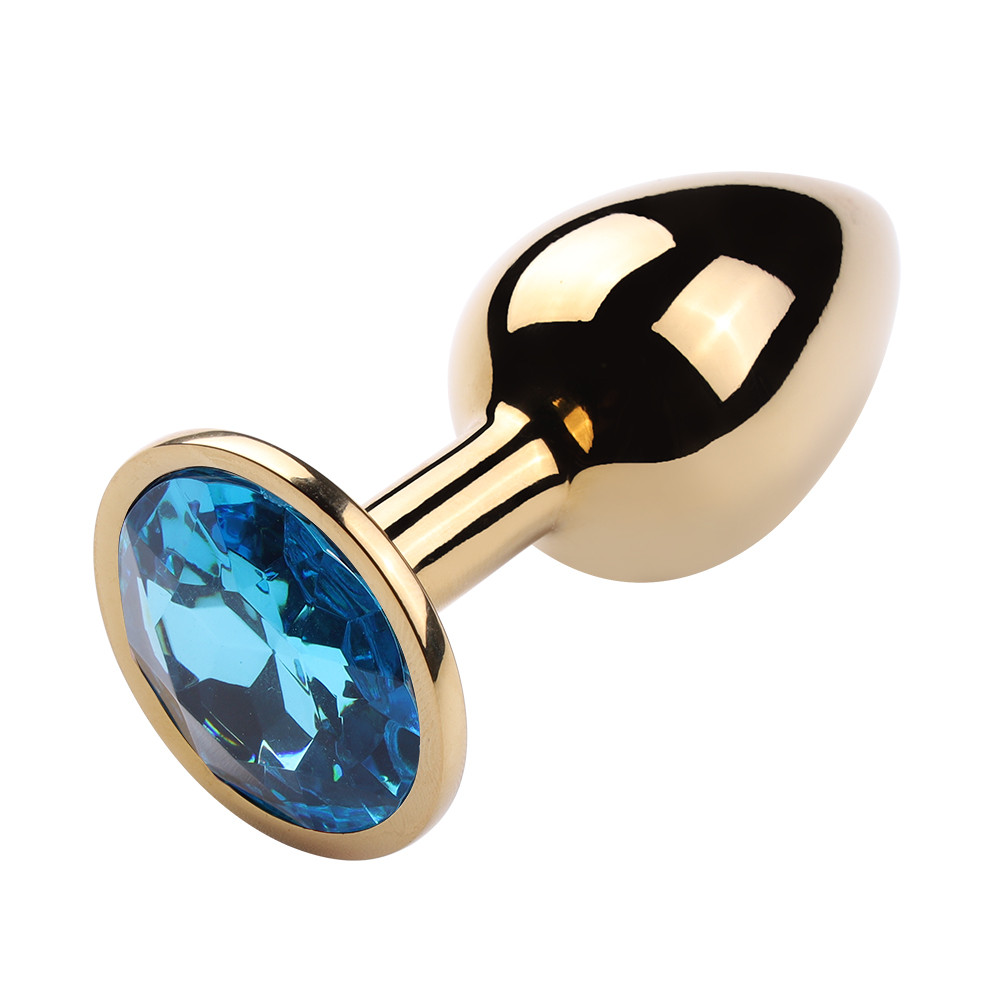 Plug Anal Cônico Dourado "G" com Detalhe de Pedra Brilhante na Base - 8,2 x 3,9 cm | Disponível em 10 Cores - 8