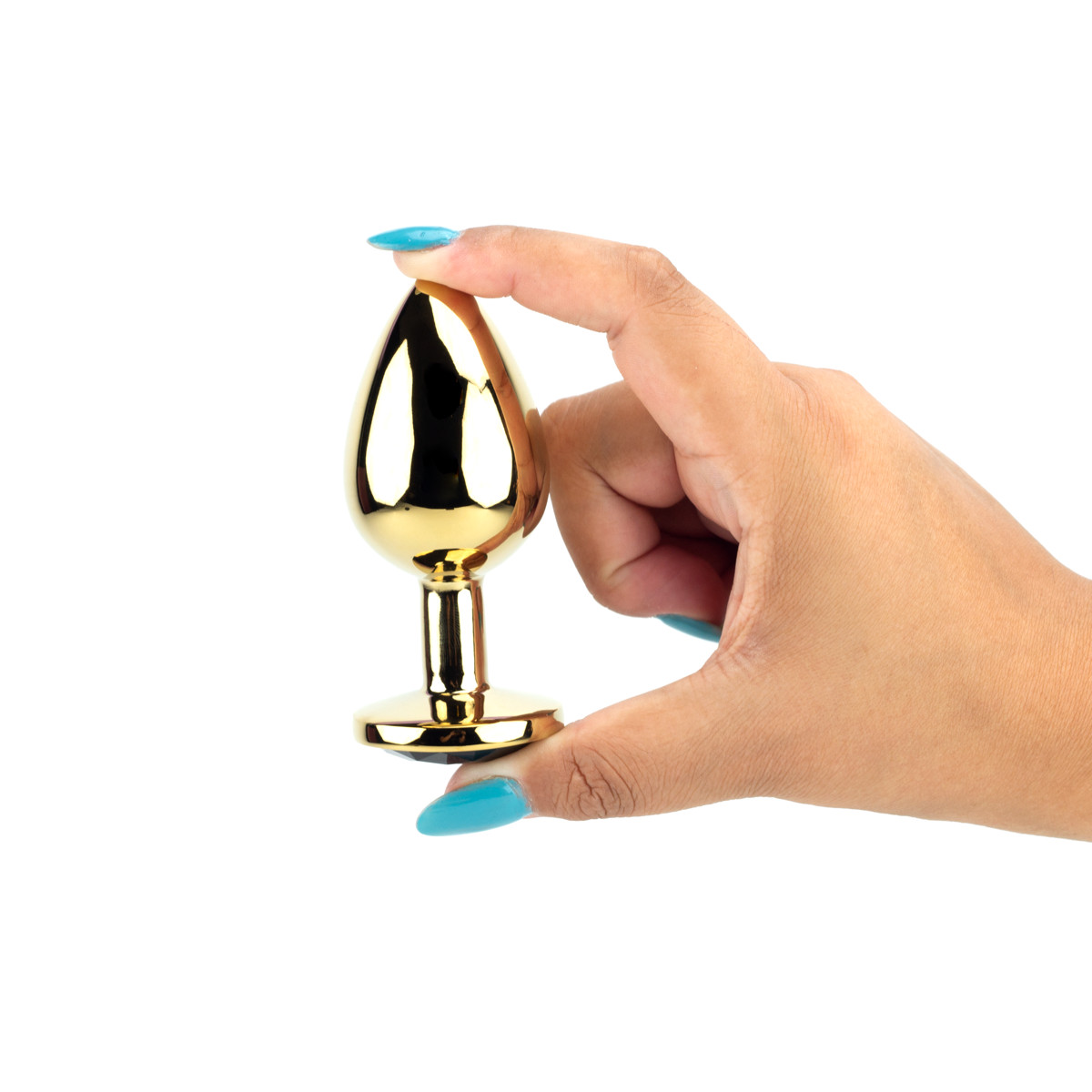 Plug Anal Cônico Dourado "G" com Detalhe de Pedra Brilhante na Base - 8,2 x 3,9 cm | Disponível em 10 Cores - 12