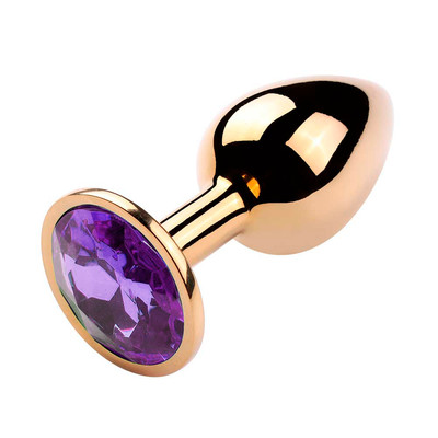 Foto 7 do produto Plug Anal Cônico Dourado "G" com Detalhe de Pedra Brilhante na Base - 8,2 x 3,9 cm | Disponível em 10 Cores