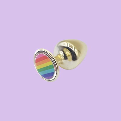 Foto 5 do produto Plug Anal Cônico "M" Com Detalhe de Pedra com Bandeira do Orgulho - Hard Pride | 6,5 x 3,4 cm | Disponível em 2 Cores