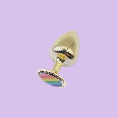 Foto 8 do produto Plug Anal Cônico "M" Com Detalhe de Pedra com Bandeira do Orgulho - Hard Pride | 6,5 x 3,4 cm | Disponível em 2 Cores