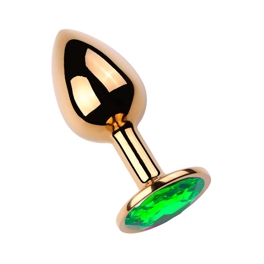 Plug Anal Cônico Dourado "M" com Detalhe de Pedra Brilhante na Base - 6,8 x 3,3 cm | Disponível em 10 Cores - 2