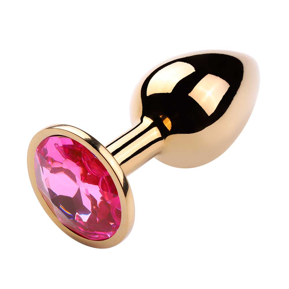 Plug Anal Cônico Dourado "M" com Detalhe de Pedra Brilhante na Base - 6,8 x 3,3 cm | Disponível em 10 Cores - 3