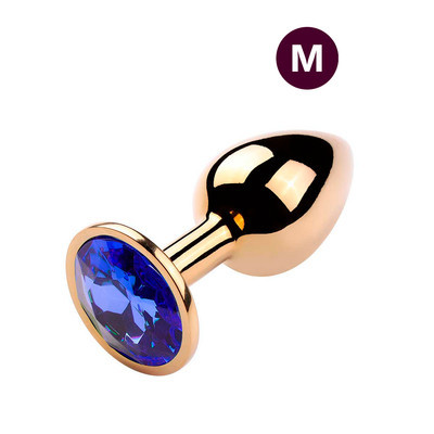 Plug Anal Cônico Dourado "M" com Detalhe de Pedra Brilhante na Base - 6,8 x 3,3 cm | Disponível em 10 Cores