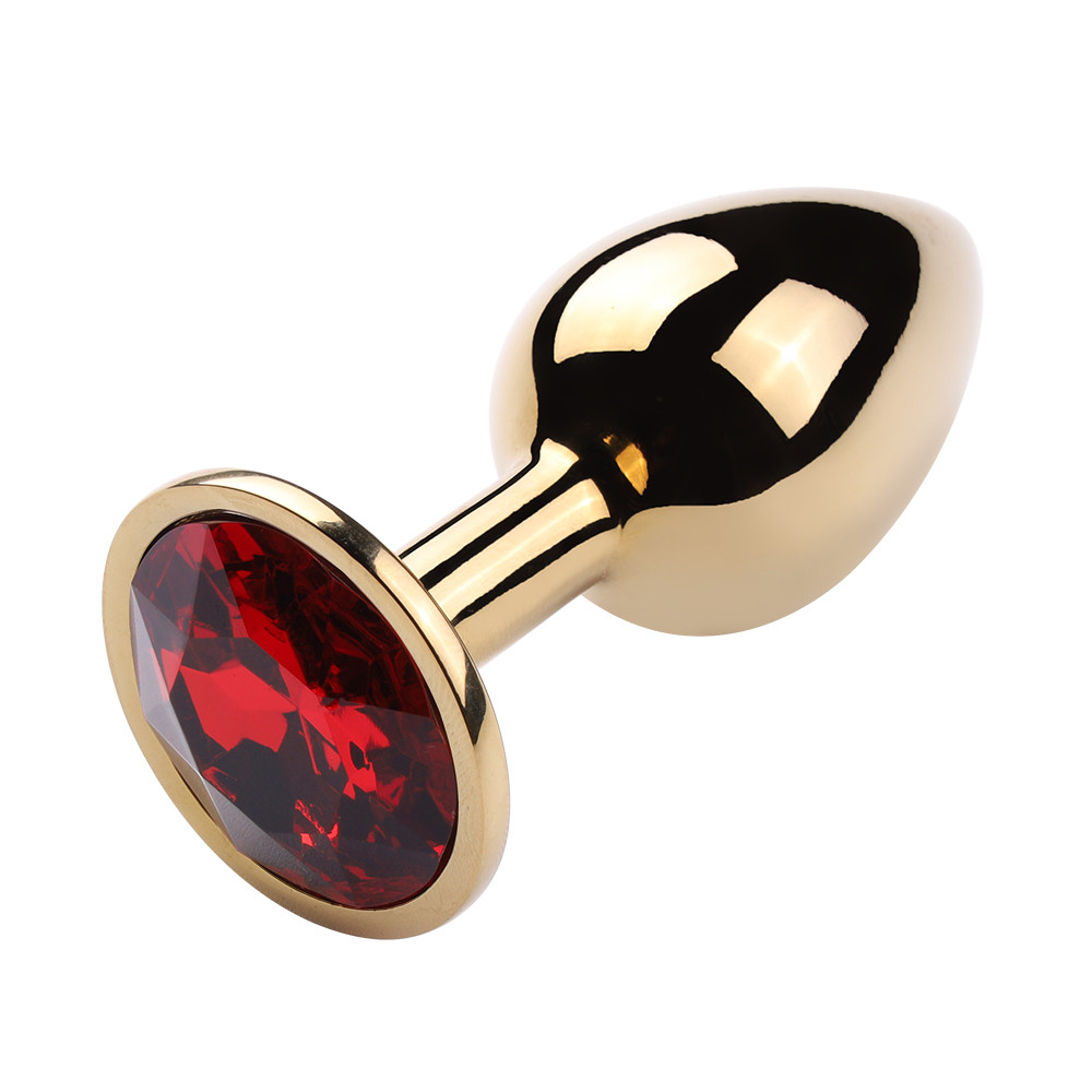 Plug Anal Cônico Dourado "P" com Detalhe de Pedra Brilhante na Base - 6,2 x 2,7 cm | Disponível em 9 Cores - 14