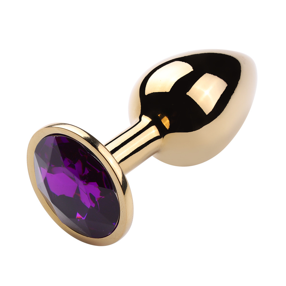Plug Anal Cônico Dourado "P" com Detalhe de Pedra Brilhante na Base - 6,2 x 2,7 cm | Disponível em 9 Cores - 12