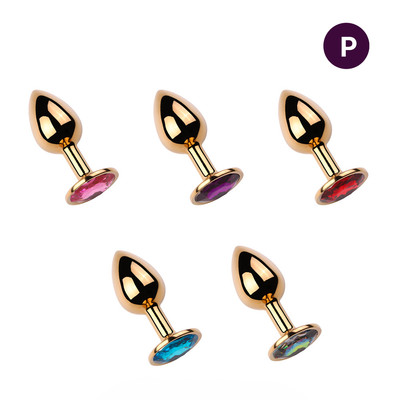 Plug Anal Cônico Dourado "P" com Detalhe de Pedra Brilhante na Base - 6,2 x 2,7 cm | Disponível em 9 Cores