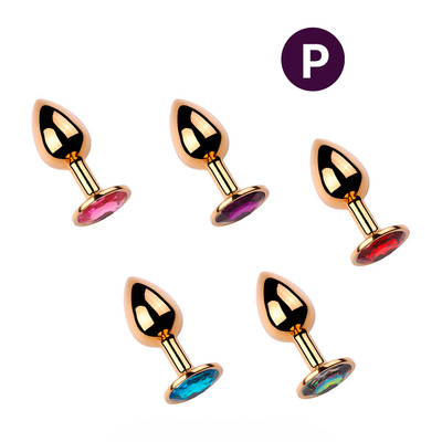 Plug Anal Cônico Dourado "P" com Detalhe de Pedra Brilhante na Base - 6,2 x 2,7 cm | Disponível em 9 Cores