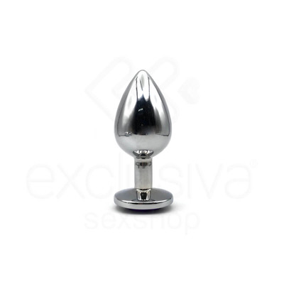 Foto 4 do produto Plug Anal Cônico "G" Feito em Alumínio Polido com Detalhes de Joia na Base - 3R Import | 7,6 x 4 cm | Disponível em 3 Cores
