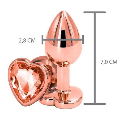 Foto 2 do produto Plug Anal Cônico com Joia na Base no Formato de Coração - SI | Tamanho P