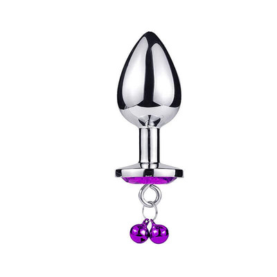 Foto 4 do produto Plug Anal Cônico ''M'' em Aço com Joia na Base e Sino - 7 x 3,3 cm | Disponível em 3 Cores