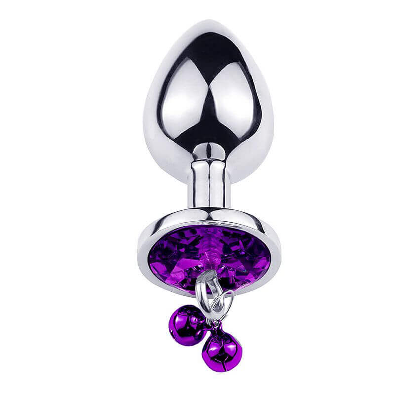 Plug Anal Cônico ''M'' em Aço com Joia na Base e Sino - 7 x 3,3 cm | Disponível em 3 Cores - 3