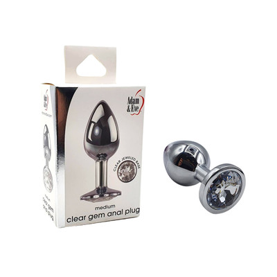 Plug Anal Cônico "M" em Metal com Detalhe de Joia na Base - Adam & Eve Medium Gem Anal Plug | 6,8 x 3,3 cm | Disponível em 2 Cores