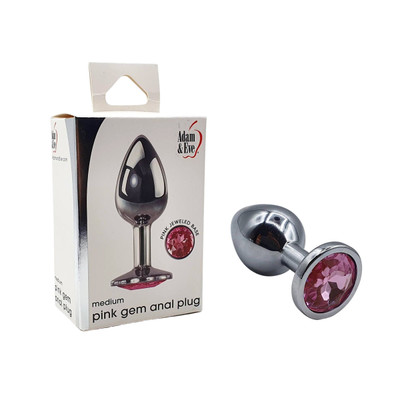 Plug Anal Cônico "M" em Metal com Detalhe de Joia na Base - Adam & Eve Medium Gem Anal Plug | 6,8 x 3,3 cm | Disponível em 2 Cores