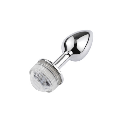 Foto 2 do produto Plug Anal Cônico em Metal com Luz de LED e Controle Remoto Sem Fio - Anal Plug Stainless - 5,5 x 2,6 cm
