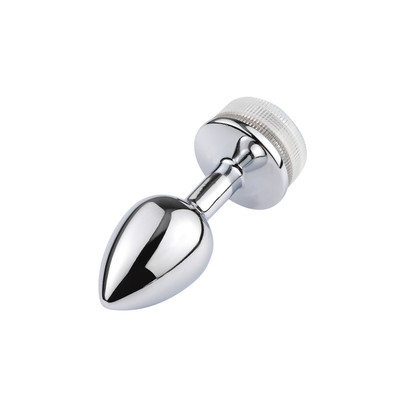 Foto 3 do produto Plug Anal Cônico em Metal com Luz de LED e Controle Remoto Sem Fio - Anal Plug Stainless - 5,5 x 2,6 cm