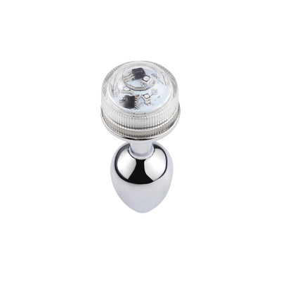 Foto 5 do produto Plug Anal Cônico em Metal com Luz de LED e Controle Remoto Sem Fio - Anal Plug Stainless - 5,5 x 2,6 cm