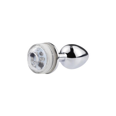 Foto 4 do produto Plug Anal Cônico em Metal com Luz de LED e Controle Remoto Sem Fio - Anal Plug Stainless - 5,5 x 2,6 cm