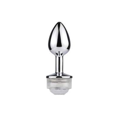 Foto 7 do produto Plug Anal Cônico em Metal com Luz de LED e Controle Remoto Sem Fio - Anal Plug Stainless - 5,5 x 2,6 cm