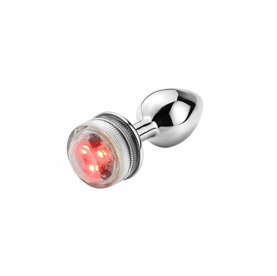 Foto 8 do produto Plug Anal Cônico em Metal com Luz de LED e Controle Remoto Sem Fio - Anal Plug Stainless - 5,5 x 2,6 cm