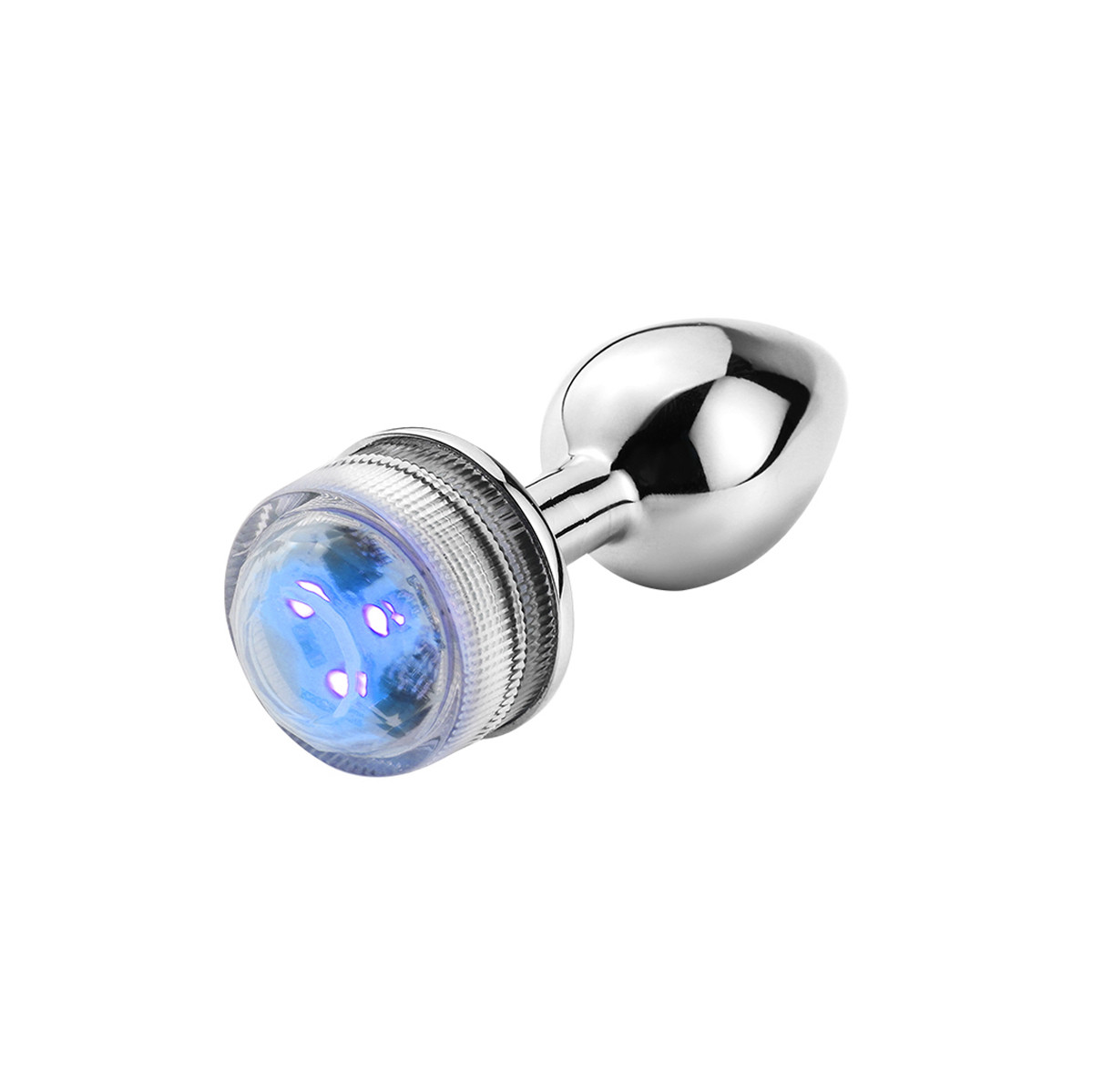 Plug Anal no Tamanho ''M'' Cônico em Metal com Luz de LED e Controle Remoto Sem Fio - 7 x 3,3 cm - 2