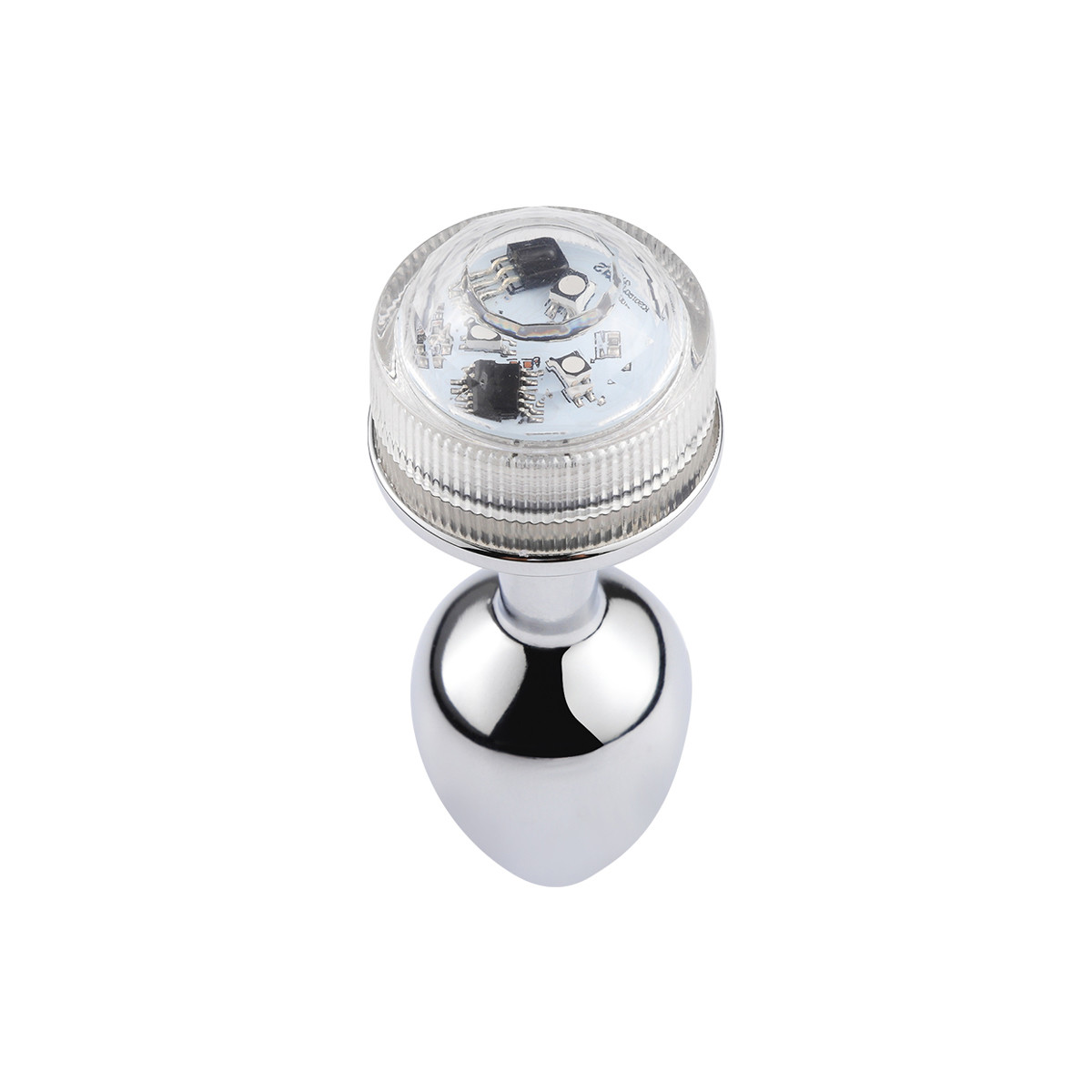 Plug Anal no Tamanho ''M'' Cônico em Metal com Luz de LED e Controle Remoto Sem Fio - 7 x 3,3 cm - 5