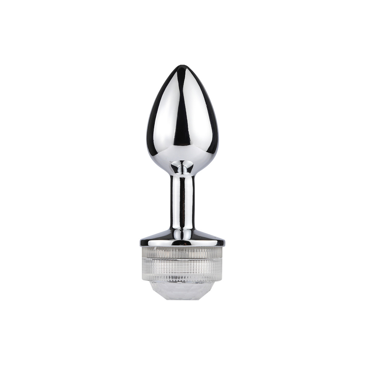 Plug Anal no Tamanho ''M'' Cônico em Metal com Luz de LED e Controle Remoto Sem Fio - 7 x 3,3 cm - 7