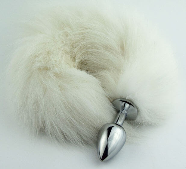 Plug Anal Cônico de Metal com Rabo de Raposa Realístico Branco | Tamanho: P - 1