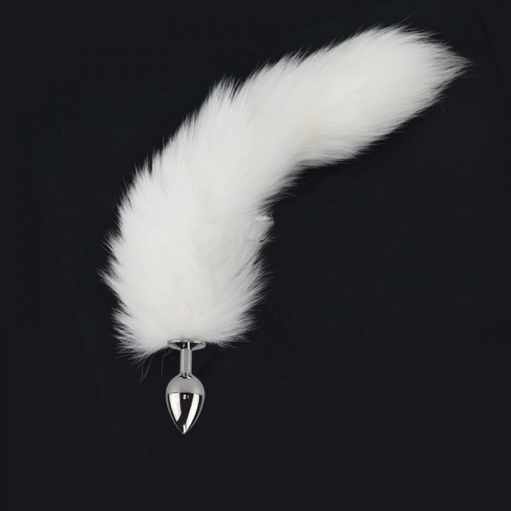 Plug Anal Cônico de Metal com Rabo de Raposa Realístico Branco | Tamanho: P - 3