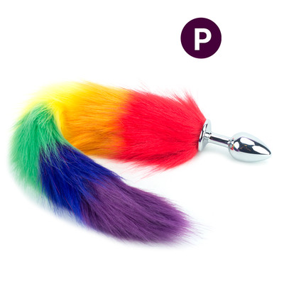 Plug Anal Cônico de Metal no Tamanho ''P'' com Rabo Realístico de Raposa Colorido - 6,2 x 2,7 cm