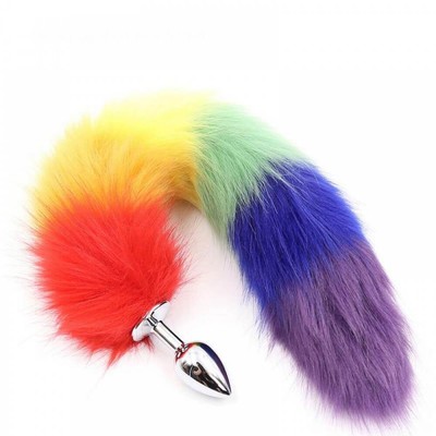 Foto 1 do produto Plug Anal Cônico de Metal com Rabo Realístico de Raposa Colorido